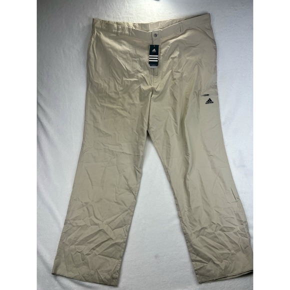 NWT Adidas Mens Tan Weekender Sz 52'' Golf Training Dress Pants Cargo Unhemmed - Picture 1 of 7